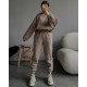 Спортивный костюм ( толстовка oversize + джоггеры) трехнитка на флисе мокко