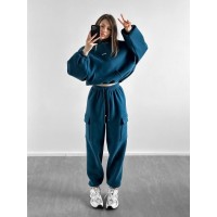 Самый  и удобный костюм Толстовка oversize + джогеры Карго морская волна