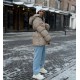 Невероятно крутая куртка теплая с капюшоном под пояс+карманами бежевый