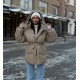 Невероятно крутая куртка теплая с капюшоном под пояс+карманами бежевый