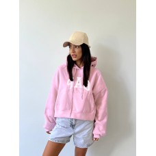 укороченный худи кенгуру Oversize принт капюшон трехнитка на флисе барби
