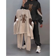 Теплый костюм трехнитка с накатом (брюки+кофта с капюшоном+карманом кенгуру) черный