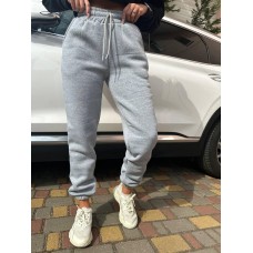 Женские спортивные брючки на флисе серый