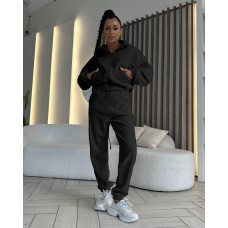 Комфортный и максимально  костюм двусторонний флис черный