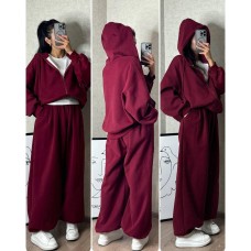 Костюм OVERSIZE: худи + джоггеры (трехнить на тонком флисе) бордо