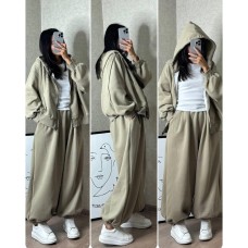 Костюм OVERSIZE: худи + джоггеры (трехнить на тонком флисе) олива