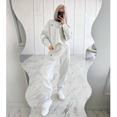 Костюм: кофта + джоггеры со стрелкой серый меланж