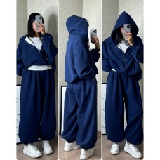 Костюм OVERSIZE: худи + джоггеры (трехнить на тонком флисе) синий