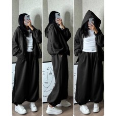 Костюм OVERSIZE: худи + джоггеры (трехнить на тонком флисе) черный