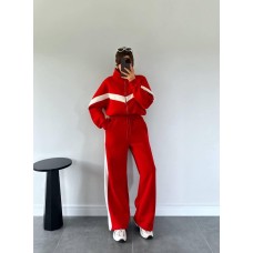 осенний костюмчик трехнитка на флисе красный