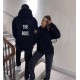 Женский худи с капюшоном+накатом по спинке из серии family look черный