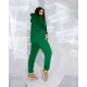 Костюм (кофта с капюшоном+низ на резиночке+на рукавах вышивка+брюки с высокой посадкой) зеленый