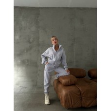 Теплый костюм с кантом (кофта на молнии+брюки низ на резинке) трехнитка на флисе меланж