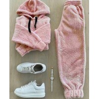 Теплый плюшевый костюм розовый