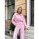 Велюровый костюм с кантом (кофта на молнии+свободные брюки со стрелками) розовый