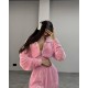 комфортный и  костюм из велюра (кофта+штаны) розовый