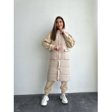 Теплая удлиненная жилетка беж
