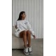 Теплый удлиненный свитшот OVERSIZE с трендовой надписью белый