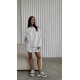 Теплый удлиненный свитшот OVERSIZE с трендовой надписью белый