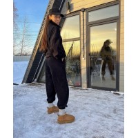 флисовый костюм (кофта с затяжками по низу+брюки с резинкой по низу) черный