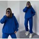 Теплый базовый костюм оверсайз (классические худи с капюшоном+джоггеры) электрик