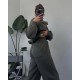 Теплый спортивный костюм (укороченная кофта на молнии с капюшоном+штаны с карманами сзади) графит