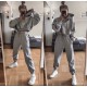 Костюм спортивный   укороченная кофта трехнитка на флисе меланж