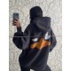 Худи oversize с двойным капюшоном и манжетами темный графит
