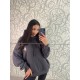 Худи oversize с двойным капюшоном и манжетами темный графит