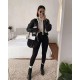 Лосины в рубчик на флисе с высокой талией черный