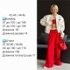 Теплый костюм в самое сердечко (бомбер+свободные брюки со стрелками) красный+молоко