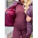 Женский спортивный костюм-тройка (худи с капюшоном+прямые штаны+Утепленная жилетка) бордо