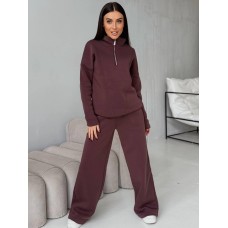 Теплый базовый спортивный костюм (кофта+свободные штаны) шоколад