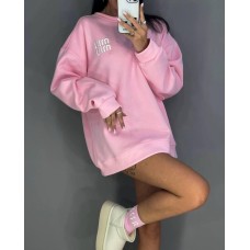 Теплый удлиненный свитшот OVERSIZE и высокие натуральные носочки с трендовым лого барби