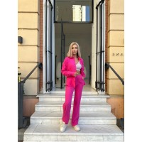 костюм из муслина (рубашка с карманами+брюки прямого кроя) малина