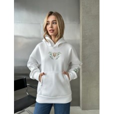 оверсайз худи трехнитка на флисе белый