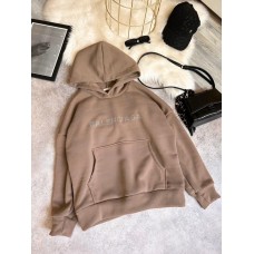 Уютный оверсайз худи с капюшоном+ярким накатом+карманом кенгуру бежевый