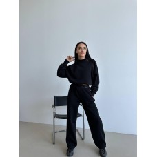 костюм с кофтой на кулисах+штаны палаццо черный