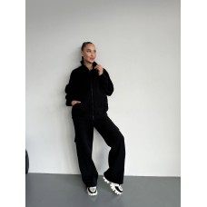 Костюм Культовые штаны карго с трендовыми карманами и комфортная кофта черный