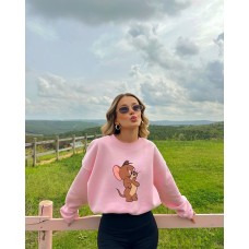 Яркая  кофта оверсайз трехнитка на флисе с красивым накатом розовый
