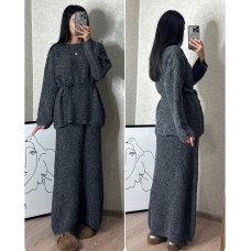 Ангоровый костюмчик (кофта+юбка) графит
