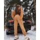 Уютный теплый костюм (кофта на молнии+брюки удобной посадки) бежевый