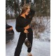 Уютный теплый костюм (кофта на молнии+брюки удобной посадки) черный