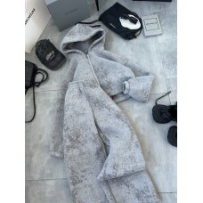 Теплый костюм (кофта на молнии с кулиской по низу+прямые брюки) светло-серый мрамор