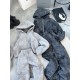 Теплый костюм (кофта на молнии с кулиской по низу+прямые брюки) светло-серый мрамор