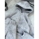 Теплый костюм (кофта на молнии с кулиской по низу+прямые брюки) светло-серый мрамор