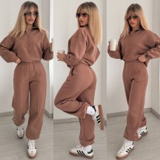 Спортивный костюм (кофта с воротником стойкой на молнии+брюки со стрелками+низ на резинке) мокко