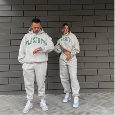 Женский костюм - худи и брюки оверсайз из серии Family look серый