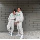 Женский костюм - худи и брюки оверсайз из серии Family look серый