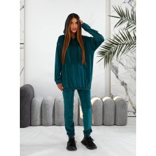 Велюровый костюм (кофта с капюшоном+зауженные брюки низ на резинке) бутылка